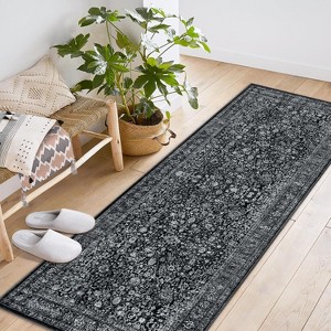 Acekool 2x6 Ft Vintage Floral Boho Area Rug, Washable Low Pile Non-Slip Carpet for Living Room, Bedroom, Dining, Kids & Pets - 1 of 4