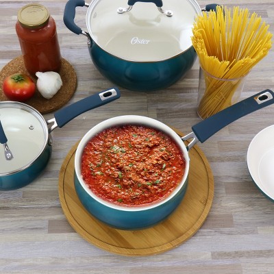 Teal 8-Piece Nonstick Aluminum Cookware Set with Ceramic Interior