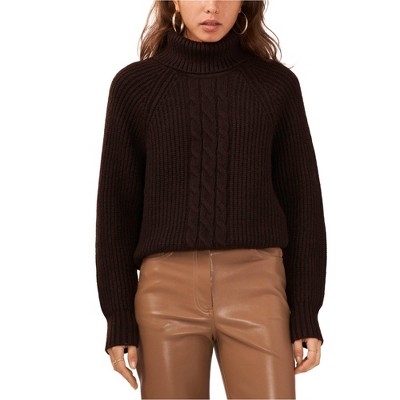 1.STATE Womens Turtleneck Back Cut Out Raglan Sleeve Knit Sweater