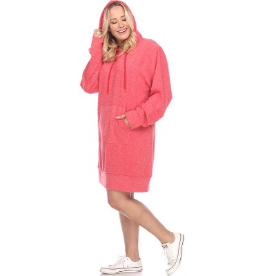 Women's Plus Size Hoodie Sweatshirt Dress - White Mark