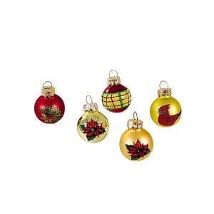 Craftoutlet.Com 1.25 In Plaid & Poinsettia Ornament Set Christmas , Mini Ornaments Cardinal (20PC) - 1 of 3