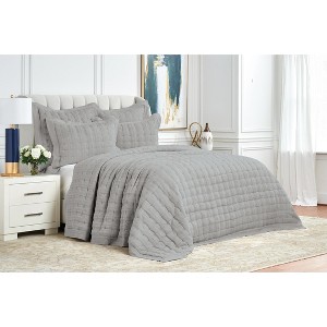 EY Essentials 90" x 92" Danette Shale Premium Cotton Decorative Full/Queen Bedding Quilt - 1 of 3