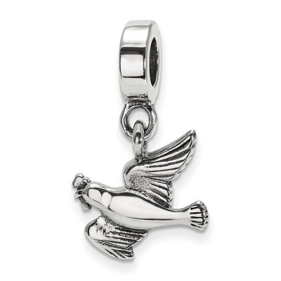 Black Bow Jewelry Sterling Silver Dove Dangle Bead Charm