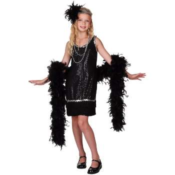 HalloweenCostumes.com Child Black Sequin and Fringe Flapper Costume