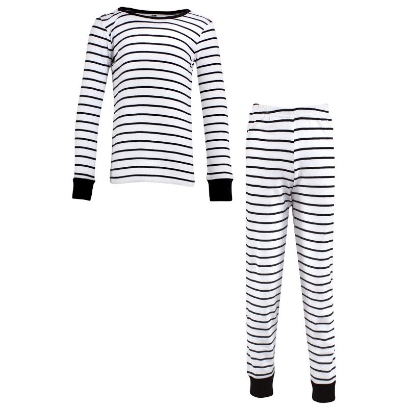 Hudson Baby Infant and Toddler Cotton Pajama Set, White Black Stripe, 1 of 5