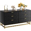 Garvee 6-Drawer Wood Dresser with Wide Storage Black Modern Chest with Gold Metal Legs and Handles for Bedroom Living Room Hallway, Black - 3 of 4