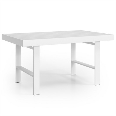 Ellie Sturdy Aluminum Frame Rectangle Patio Coffee Table with Wood-Plastic Composite Table top, Outdoor Furniture - Maison Boucle