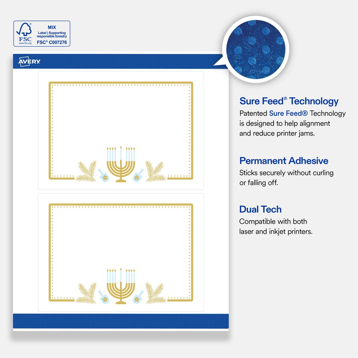 Avery® Labels, 5" x 7", Matte, Gold Menorah Frame, 20 - thumbnail 6