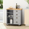4 Storage Drawers Kitchen Island Utility Storage Cart with wheels-Christopher Knight Home - 4 of 4