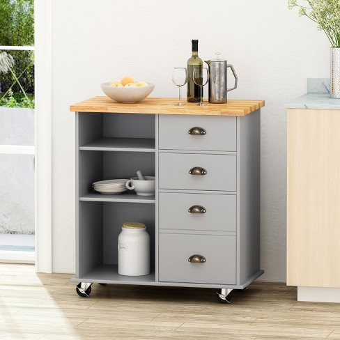 NicBex Mobile Kitchen Island Cart Morden Kitchen Carts on Wheels with Storage, 1 Cabinets Door, 2 Drawers and 3 Shlves for Dining Rooms - image 1 of 4