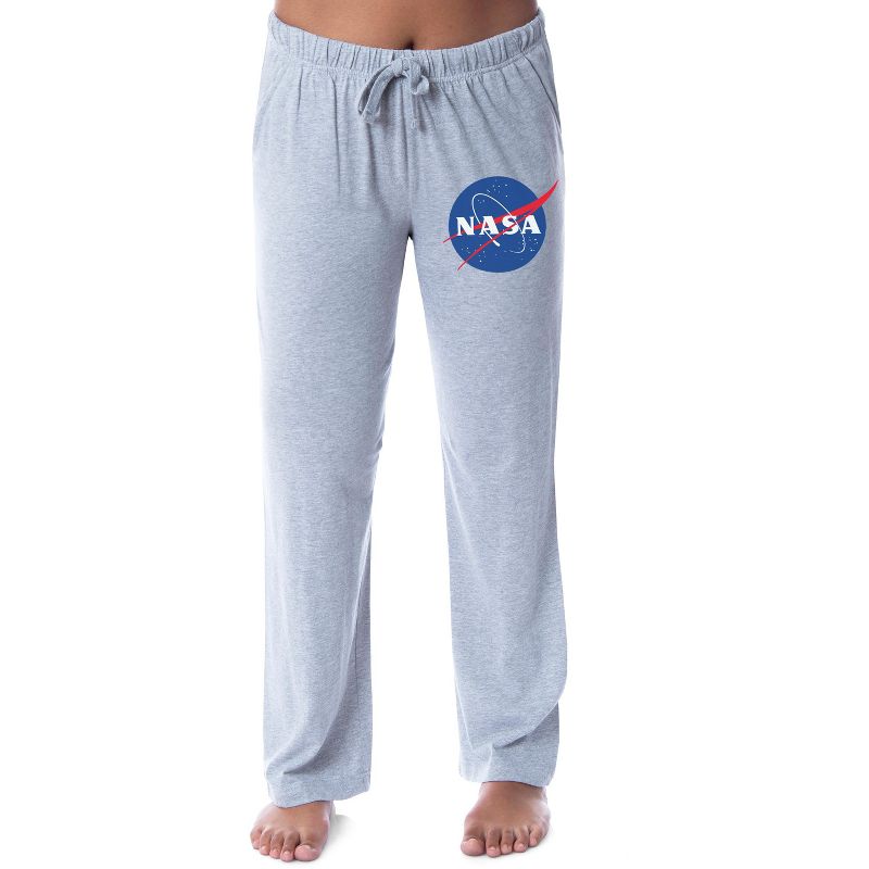 NASA Womens' Space Logo Icon Sleep Pajama Pants Loungewear Grey, 1 of 4