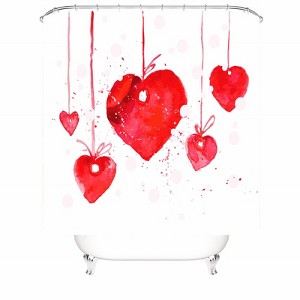 Red Heart Shower Curtains for Bathroom Waterproof Fabric Bath Curtain Durable Soft Stylish Bathroom Decor 72x72 Inch - 1 of 1
