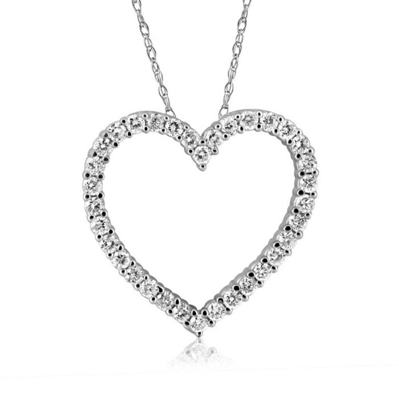 Pompeii3 1/2Ct Diamond Heart Pendant Women's Necklace in White, Yellow, or Rose Gold, 1 of 6