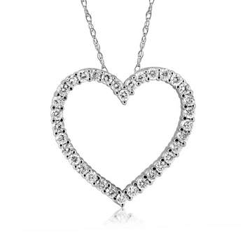 Pompeii3 1/2Ct Diamond Heart Pendant Women's Necklace in White, Yellow, or Rose Gold