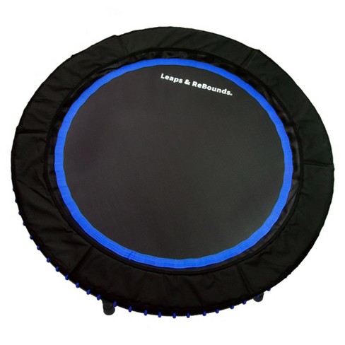 LEAPS & REBOUNDS 48 Round Mini Fitness Trampoline & Rebounder Indoor Home  Gym Exercise Equipment Low Impact Workout for Adults, Blue