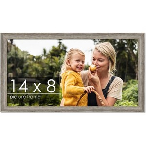 PosterPalooza | 14x8 Thin Barnwood Picture Frame, UV Acrylic, 2 Finishes - Grey and Black - 1 of 4