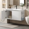Wall-Mounted Bathroom Vanity With Ceramic Sink,Floating White Bathroom Cabinet With 45 Degrees Free-Handle Design Doors And Open Shelves-Cuddlewood - 3 of 4