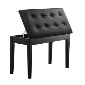 VEVOR Piano Bench, 29.5" x 14" x 19", Duet Keyboard Piano Chair with High-Density Padded Cushion, Storage Compartment for Music Books,Black - 1 of 4
