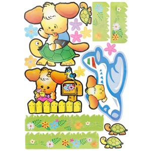 Slickblue Three Doggies Vinyl Wall Decal 19.5"x27.0" – Fun Animal Art Stickers for Living Room & Bedroom - 1 of 3
