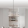 BAOURE 18" Black Modern Crystal Drum Chandelier, 6-Light Pendant Lighting Fixture with Metal Frame for Living Room, Dining Room, and Bedroom - 4 of 4