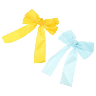Unique Bargains Solid Bow Ribbon Duckbill Hair Clips 2 Pcs