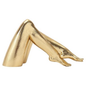 Itopfox Gold Resin Legs Sculpture 1 Piece Elegant Bowed Leg Statue 8.46 x 4.13 x 2.76 in Modern Home Decor Accent for Table Shelf Office - 1 of 4