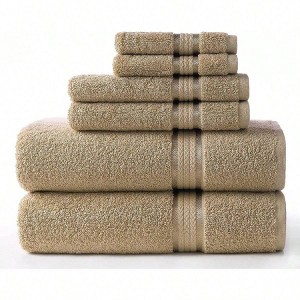 Ultra Soft 6 - Piece Towel Set, 100 Linen, Heavy Weight, Absorbent, Rayon Trim Bath 30 X 54 Hand 16 X 28 Wash 12 X 12 - 1 of 4