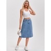INSPIRE CHIC Women's Denim Elastic Back High Waist Casual Knee Length A Line Jean Skirts - 3 of 4