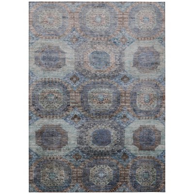 HomeRoots 3' X 5' Teal Blue And Copper Medallion Washable Indoor Outdoor Area Rug