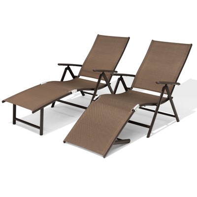 Pellebant Outdoor Aluminum Folding Adjustable Chaise Lounge
