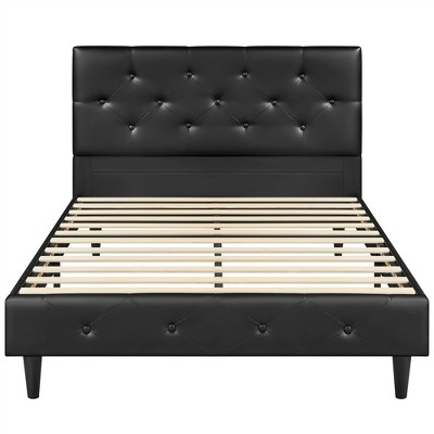 Yaheetech Full Size Faux Leather Upholstered Bed Frame Platform Bed ...