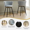 SKRAN 360° Swivel Velvet Bar Stools Set of 2 With Curved Backrest & Round Footrest & Elegant Metal Base For Kitchen Island Bar Club - 4 of 4