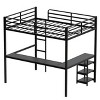 Racxily Full Loft Bed with Desk & Shelves, Metal Frame with Safety Guardrails & Ladder, Black - 2 of 4