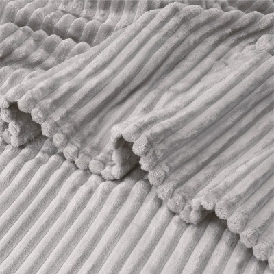 Light Grey Queen Size Fleece Reversible Throw Blanket