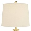 Franklin Iron Works Traditional Table Lamps with Night Light 25 1/4" High Set of 2 Miner Lantern Gold Oatmeal Shade for Living Room Bedroom Home - 3 of 4