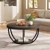 Syemin End Tables Round Coffee Table, Rustic Gray Wooden 2-Tier Circle Coffee Table with Storage Shelves for Living Room, Gray, 31.5"*31.5"*17.72" - 4 of 4