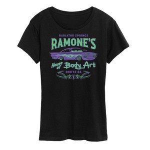 Women's - Disney - Radiator Springs Ramone's House of Body Art Rt 66 Short Sleeve Graphic T-Shirt - 1 of 4