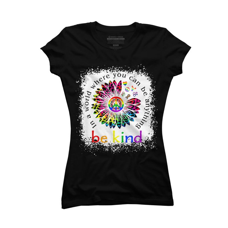 Adult Design By Humans You Can Be Anything, Be Kind Flower Pride By Avocato T-Shirt, 1 of 3