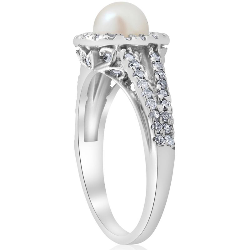 Pompeii3 Diamond Pearl Halo Ring 14K White Gold, 3 of 6