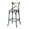 Antique Bar Stool with High Backrest and Cross Back Design, Ideal for Bar or Kitchen Counter - 2 of 4