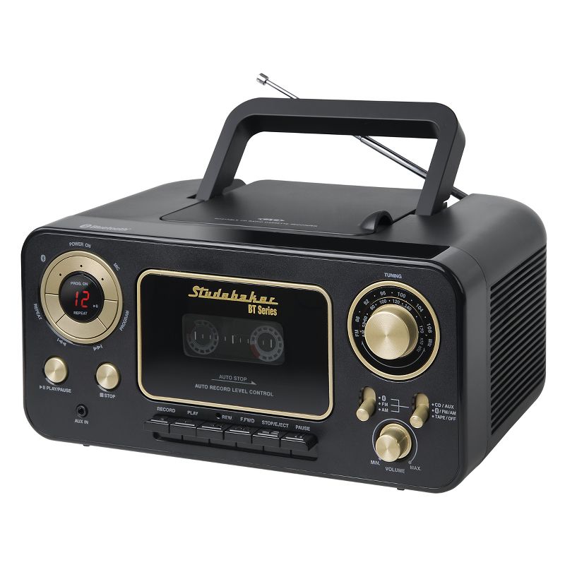 Studebaker SB2135BT Portable Stereo CD Player with Bluetooth, AM/FM Stereo Radio and Cassette Player/Recorder, 1 of 6