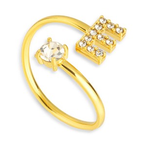 EVRY JEWELS WATERPROOF Gold or Silver Plated Sparkle Initial Wrap Ring - 1 of 4