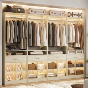Besiost 25-In Closet Organizer with Wood Drawers and Cubbies, Freestanding Closet System with Hanging Rods - 1 of 4