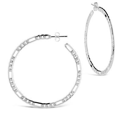 Shine By Sterling Forever Flat Chain Linked Hoop Earrings - Silver : Target