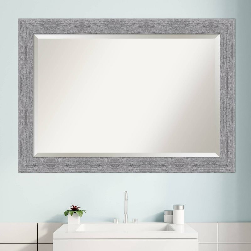 Bark Rustic Framed Bathroom Vanity Wall Mirror Gray - Amanti Art, 5 of 9