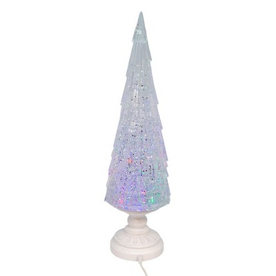 17.25" Battery Operated USB LED Lighted Christmas Tree Lantern with Spinning Glitter Water - Thumbnail 4