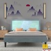 Jojoka Full Size Velvet Upholstered Platform Bed Frame with Padded Headboard, Wood Slat Support, No Box Spring, Noise-Free, Modern Bed for Bedroom - 3 of 4