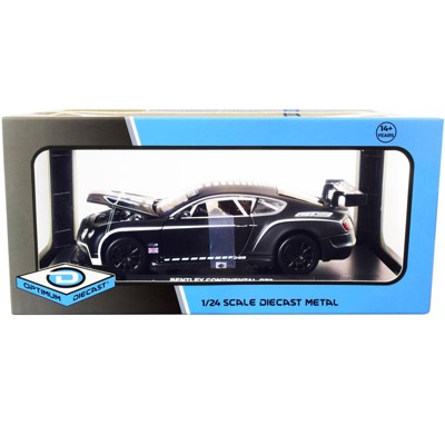 Bentley Continental GT3 Matt Black with White Stripes 1/24 Diecast Model Car by Optimum Diecast