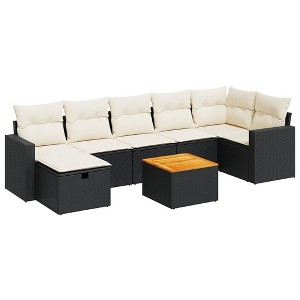 vidaXL Garden Sofa Set Black, Cream White - 1 of 4