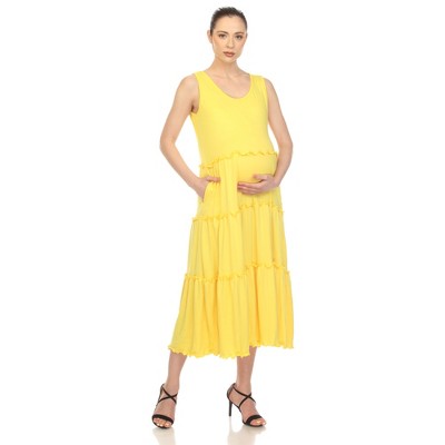 Maternity Scoop Neck Tiered Midi Dress